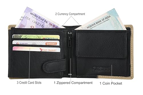 URBAN FOREST Archie Black/Beige Leather Wallet for Men