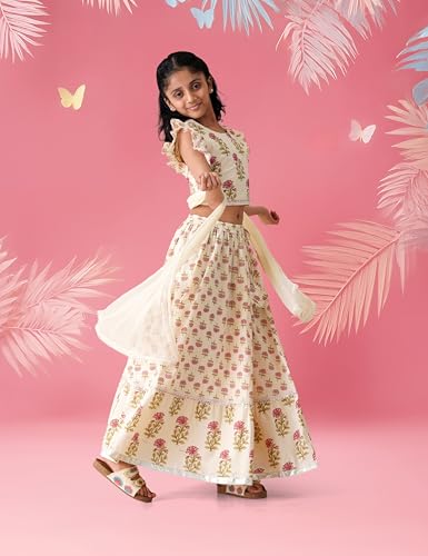 Amazon Brand - Symbol Kids Girls Cotton Readymade Lehenga Choli (SK-LC-SS26-2006_White_3-4 Years)