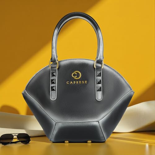 Caprese Dee Medium Satchel Handheld Bag for Women with Adjustable & Detachable Strap | Premium Metal Logo & Back Zipper Pocket | Stylish and Functional Design | Perfect for Daily Use (Black)