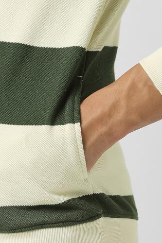Men Beige Stripe Crew Neck Sweatshirt