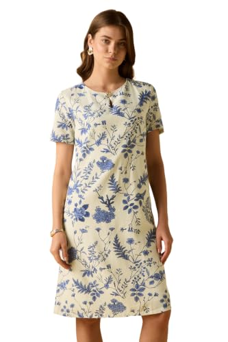 Women White Print Knee Length Casual Dress