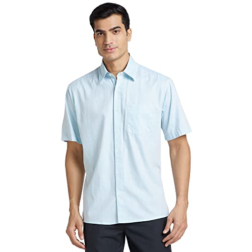 Color Plus Men's Half Sleeve Classic Fit Medium Blue Casual Shirt