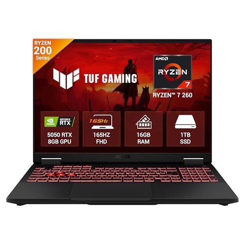 ASUS TUF A16 (2026), AMD Ryzen 7 260, RTX 5050-8GB, 16GB RAM, 1TB SSD, FHD+, 16", (40 cm), Windows 11 Home, M365 Basic(1 Year)* Office 2024, Jaeger Gray, 2.2 Kg 1 Year Brand Warranty