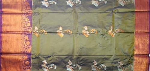 VFCollections Women's Traditional Handloom Kanchipuram Silk Pure Pattu Sarees | Rich Zari Woven Design | Unstitched Blouse (VFC106) (VFC264-2)