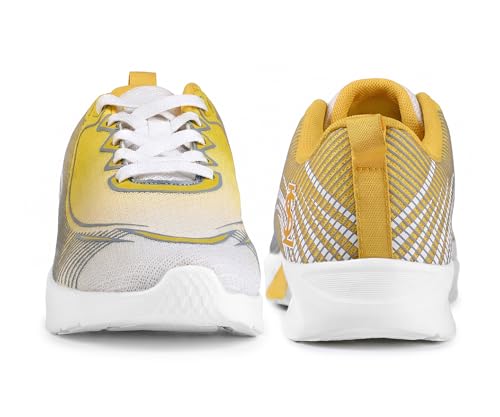 LOUIS STITCH Women’s Zest Yellow Lightweight Athleisure Sport Shoes | The Athleisure Series | Ultra-Lightweight Lace-Up Shoes for Women| Perfect for Casual, Gym & Travel Wear | LSLD-AT-RF02 | UK-4
