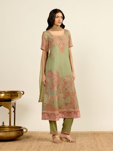 Aarke Ritu Kumar Green Tanush Floral Kurta With Pant And Dupatta