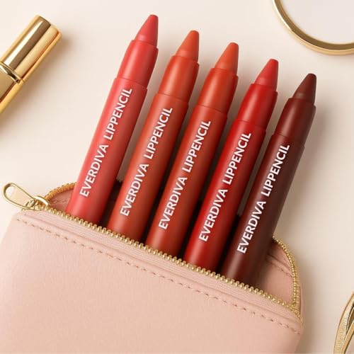 6 Shades Long Lasting Lip Crayons – All-Day Comfort | Matte Finish | Waterproof | Enriched with Vitamin E & Kojic Acid|Sharpenable Tip|Full Coverage| Lightweight Lipstick