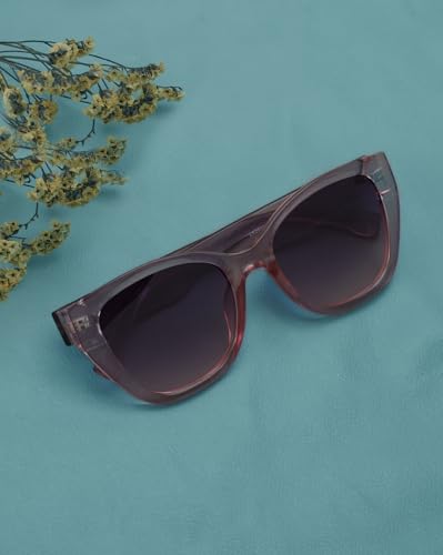 Carlton London Transparent with Pink Toned with Blue Polarised Lens Oversized Sunglass for women