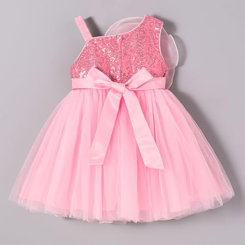 Hopscotch Girls Pink Sleeveless Rosette Sequin Tulle Dress for Ages (18-24 Months)