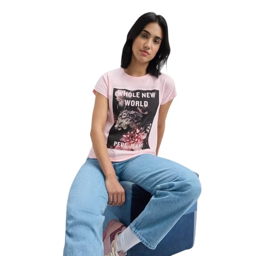 Pepe Jeans Women's Loose Fit T-Shirt (PL506161_Light Pink
