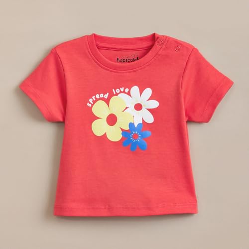 Hopscotch Baby Girls Floral Print Short Sleeves Multicolor Tees For Ages (18-24 Months)