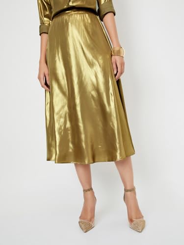 Women Shimmer A-line Skirt, Gold, XL