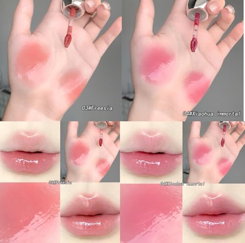 Gege Bear Sweet Tender and Moist Water Lip Glaze – High-Pigment, Long-Lasting Cute Bear-Shaped Cap with Pink Bow Lip Gloss for Girls | Non-Sticky, Smudge-Proof Lip Tint with Lightweight, Soft Texture | Hydrating Liquid Lipstick with High Shine for Women (