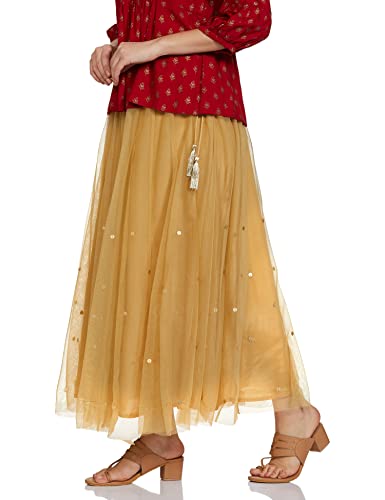 W for Woman Polyester Gold Gathered Skirt
