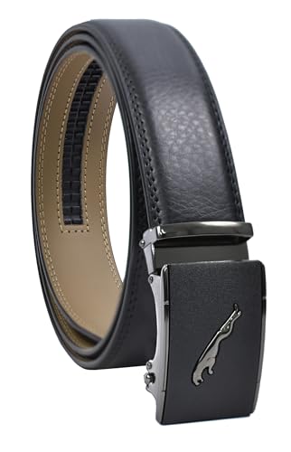 WildHorn Men's Genuine Leather Belt for Men| Premium Auto-Lock Buckle | Adjustable up to 48” | Formal & Casual Wear | Micro-Adjust Fit | Stylish Gift Box Included (Free Size) (NATURAL BLACK)