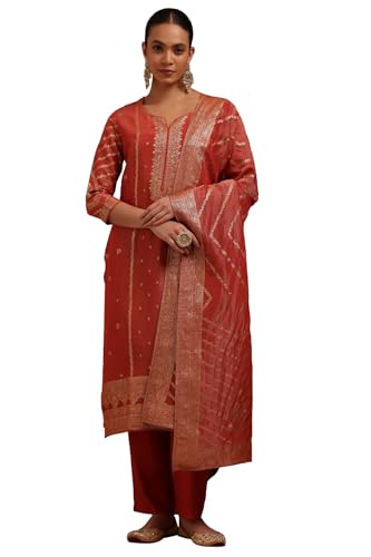Soch Womens Tissue Woven Designs Suit Set With Cutdana