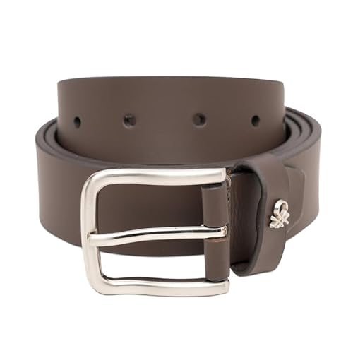 United Colors of Benetton Matera Men's 2-In-1 Leather Gift Set - Brown Non-Reversible Belt & Global Coin Wallet | Formal Essentials | Ideal For Gifting