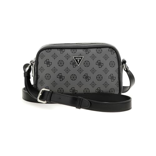 GUESS Men Grey Printed Crossbody Bag with Zip Closure