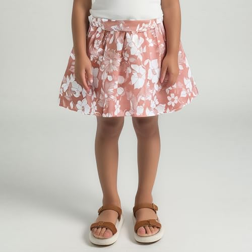 Hopscotch Girls Peach Pure Cotton Floral Skirt (4-5 Years)