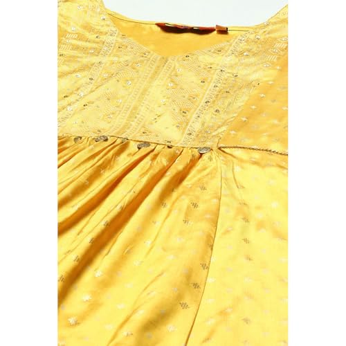 Rangriti Women Mustard Liva Kalidar Dress_36