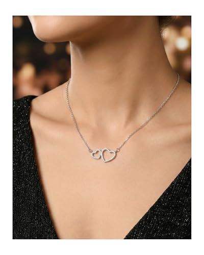 Stylishever Couple Heart Chain Necklace | ORIGINAL SILVER 925 | BIRTHDAY | ANNIVERSARY | VALENTINE | GIFT | SILVER CHAIN |