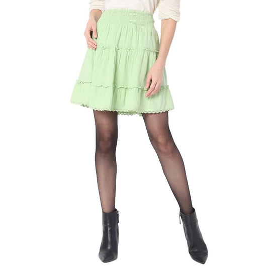 VERO MODA Cotton Western Skirt Green