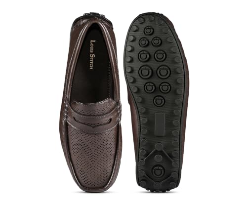 LOUIS STITCH Men’s Brunette Brown Formal Slip-On Loafer Shoes | Soft Touch & Lightweight | LSVSFL-01 |UK-10