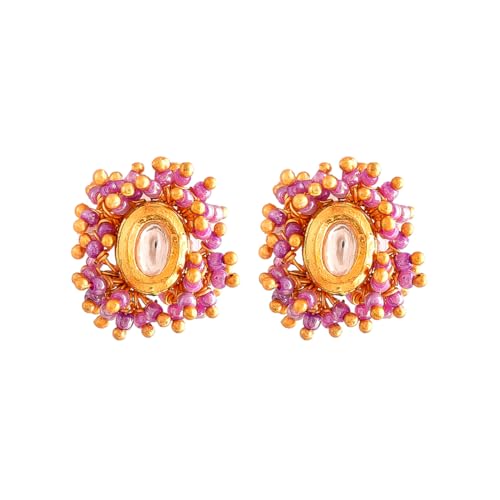VOYLLA Veerangana Pink Pearls And Kundan Studded Maang Tika Set For Women, Jewellery Set For Women, Womens Gift, Gift For Her
