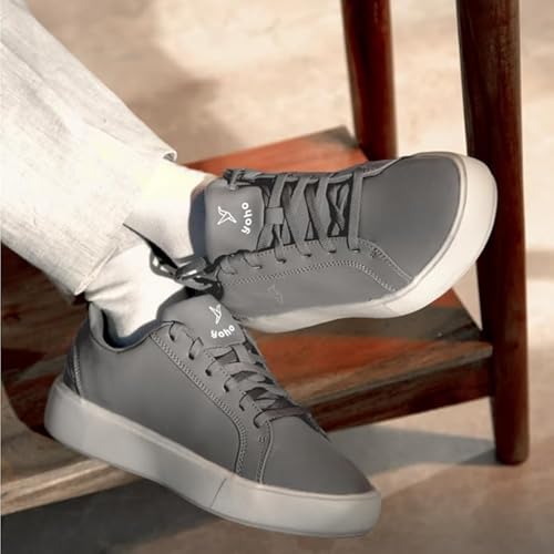 YOHO Blinc Hands Free Sneakers for Men | Truly Slip ons | Quick wear Elastic Laces, Dove Grey - UK 8