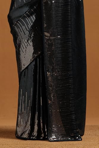 Soch Womens Blue Georgette Embellished Saree With Sequined