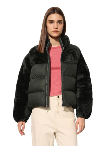 ONLY Women's Solid Regular Fit Green Jacket