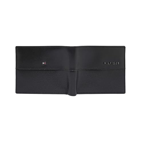 Tommy Hilfiger Men Leather RFID Protected Tuxtla Slimfold Wallet - Black, No. of Card Slot: 8
