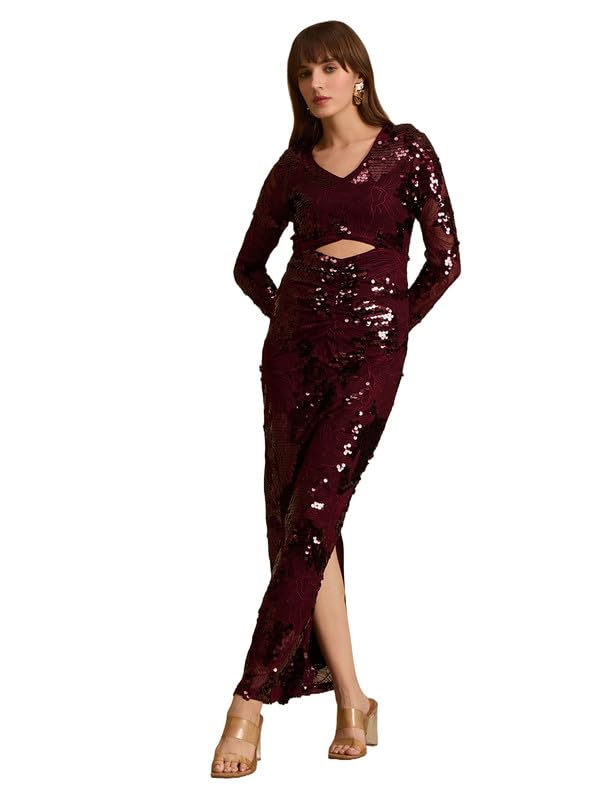 Kazo Lenora Maxi Dress for Women Maroon