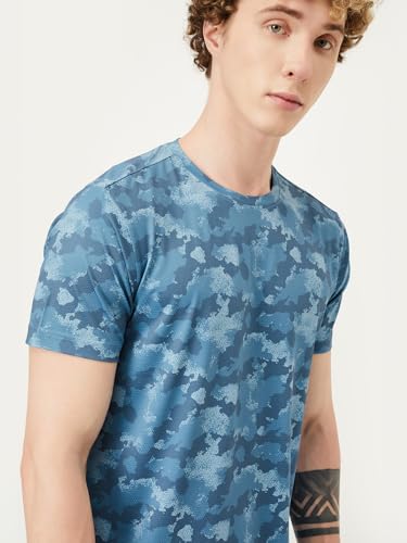 Max Men's Half Sleeves Round Neck Camouflage Print T-Shirt