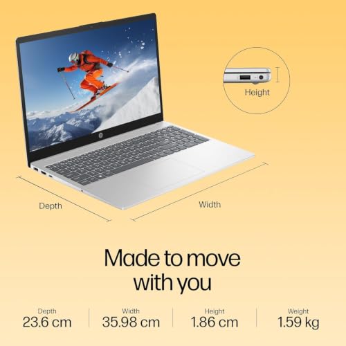 HP 15 Laptop, AMD Ryzen 7 7730U (16GB DDR4,512GB SSD) Anti-Glare, Micro-Edge,15.6''/39.6cm, FHD, Win11, M365 Basic(1yr),Office Home24,Silver,1.59kg,FHD Camera w/Privacy Shutter, Backlit KB, fc0761AU