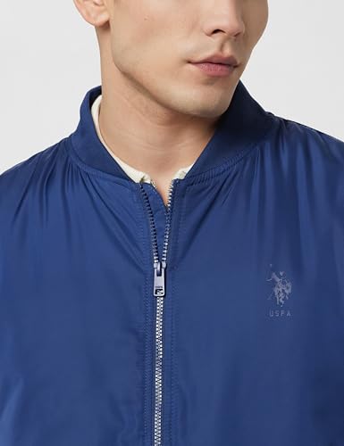 U.S. Polo Assn. Denim Co. Men Polyester Standard Length A-Line Coat (UDJCK1363_Blue, Medium