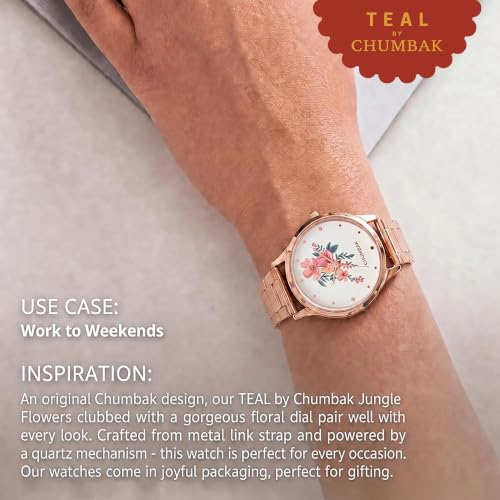 TEAL BY CHUMBAK Round Dial Analog Hand Watch for Women, Gifts for Women/Girls/Ladies, Stylish Fashion Watch for Casual/Work