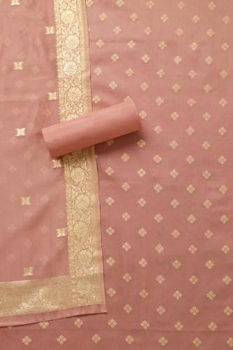 Soch Womens Peach Tissue Shimmer Woven Design Unstitched Dress Material With Sequins