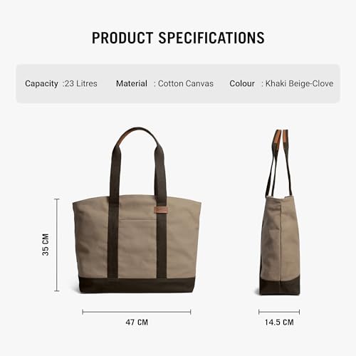 DailyObjects Khaki Beige-Clove Field Tote Bag |Canvas Tote Shoulder Bag Fits upto 14" Laptop for Women and Men Work & Daily Use |Handcrafted from premium cotton canvas perfect for Work & Daily Use