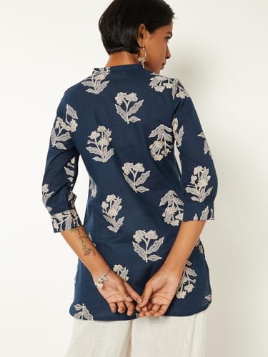 Max Women Printed Short Kurta (Blue_L)