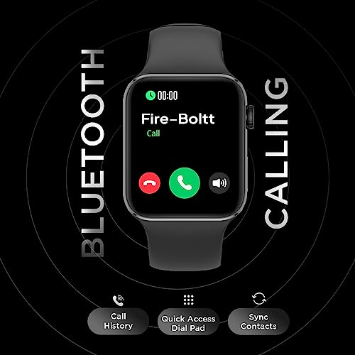 Fire-Boltt Visionary 1.78" AMOLED Bluetooth Calling Smartwatch with 368 * 448 Pixel Resolution, Rotating Crown & 60Hz Refresh Rate 100+ Sports Mode, TWS Connection, Voice Assistance (Black)