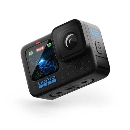 GoPro HERO12 Waterproof Action Camera with Front & Rear LCD Screens, 5.3K60 Ultra HD Video, HyperSmooth 6.0 + AutoBoost, Live Streaming with Enduro Battery (1-Yr International + 1-Yr India Warranty)