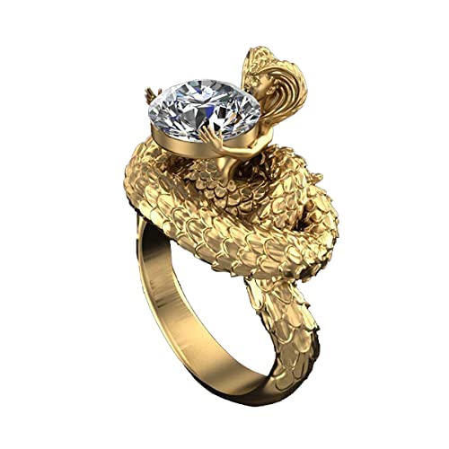 RUVEE Egyptian God of Snakes Nehebu-Kau Inspired Gold Plated Alloy Ring for Men Women Bikers & Dopers