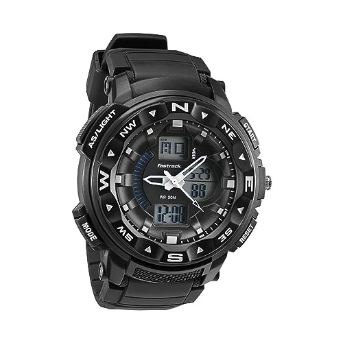 Fastrack Quartz Analog Digital Black Dial Black Plastic Strap Unisex Watch - NT38076PP01W