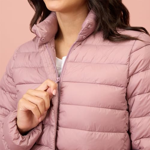 NYKD By Nykaa Ultra Light Weight Puffer Jacket with Inbuilt Bag (Set of 2)-NYAT405-Blush (M)