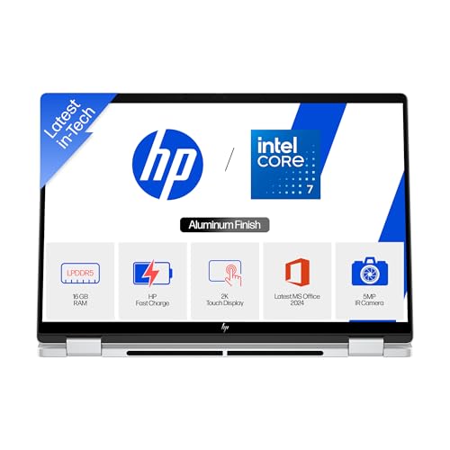 HP OmniBook 5 Flip (Previously Pavilion), Intel Core 7 150U (16GB LPDDR5,1TB SSD) 2K, 300 nits, 14''/35.6cm, Convertible, Win11, M365, Office24, Glacier Silver,1.65kg, fp0690TU, Pen, 5MP Camera Laptop