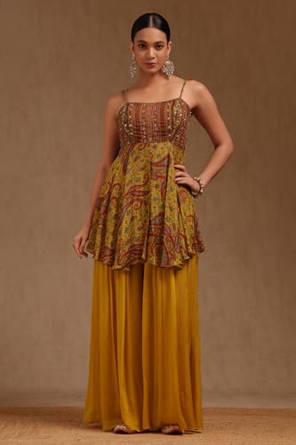 Soch Women's Chinon Salwar Suit Set (FWA5CD22220_Mustard
