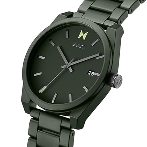 MVMT Element Qtz Basic Calendar Green Round Dial Men's Watch|Green Ceramic Material|Green Color Band - 28000328-D