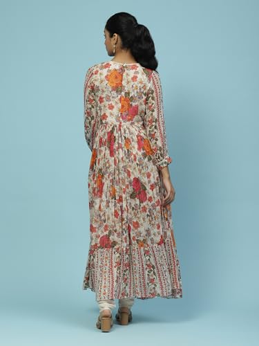 Aarke Ritu Kumar Ecru Floral Print Kurta With Churidar And Dupatta