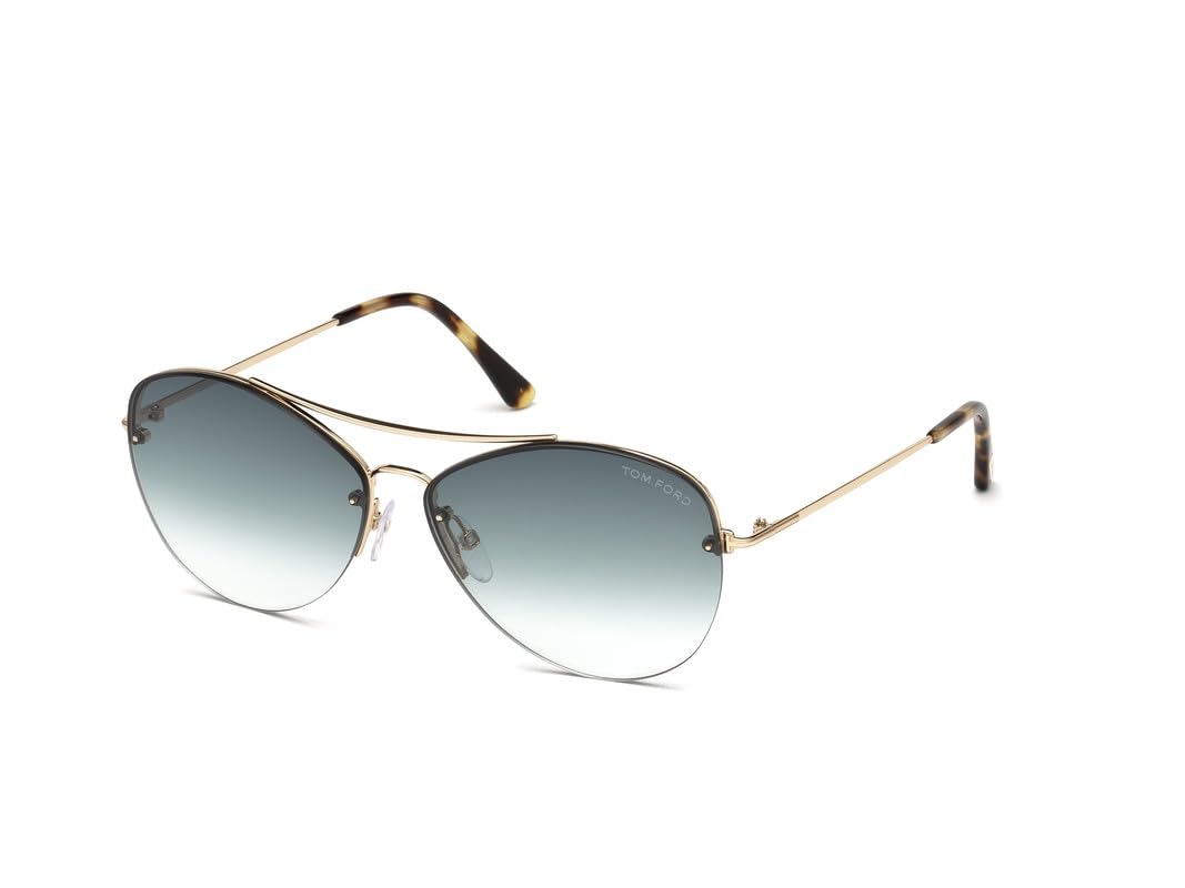 Tom Ford UV Protected Gold Aviator Half rim Sunglasses for Men - FT0566 60 28W